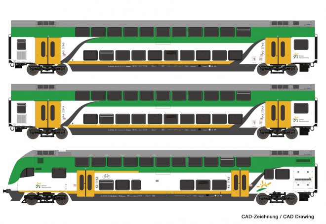 Set of 3 Double deck  cars, Koleje Mazowieckie<br /><a href='images/pictures/Roco/Roco-74160.jpg' target='_blank'>Full size image</a>